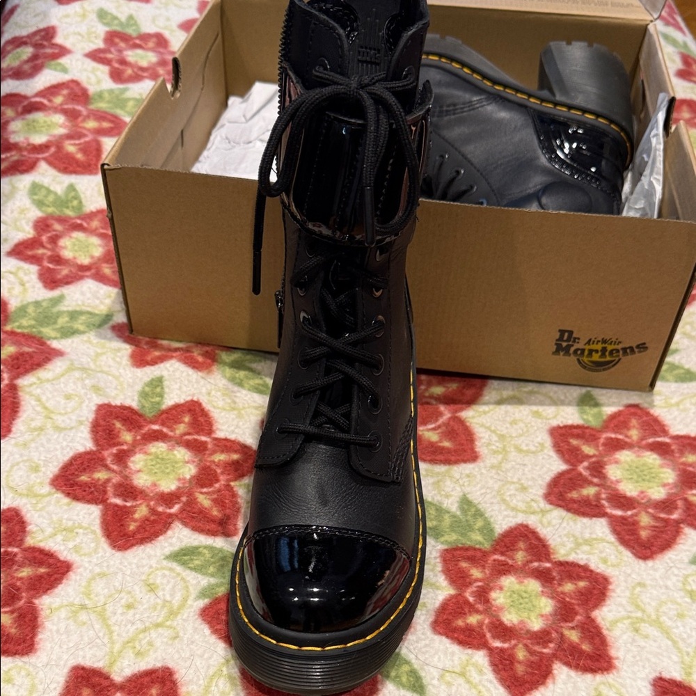Dr. Martens Black Patent Leather Combat Boots